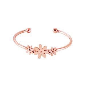 AFRA JEW Daisy Bracelet | Rose Gold Stainless Steel | Floral Charm | Elegant Daily Jewelry | AFJ19002B