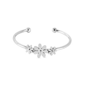 AFRA JEW Daisy Bracelet | Silver Stainless Steel | Floral Charm | Everyday Jewelry | AFJ19001B