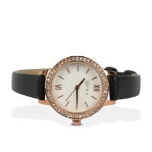AFRA Ornate Ladies Watch | Rose Gold Case | White Dial | Brown Leather Strap | Elegant Design | AF21301