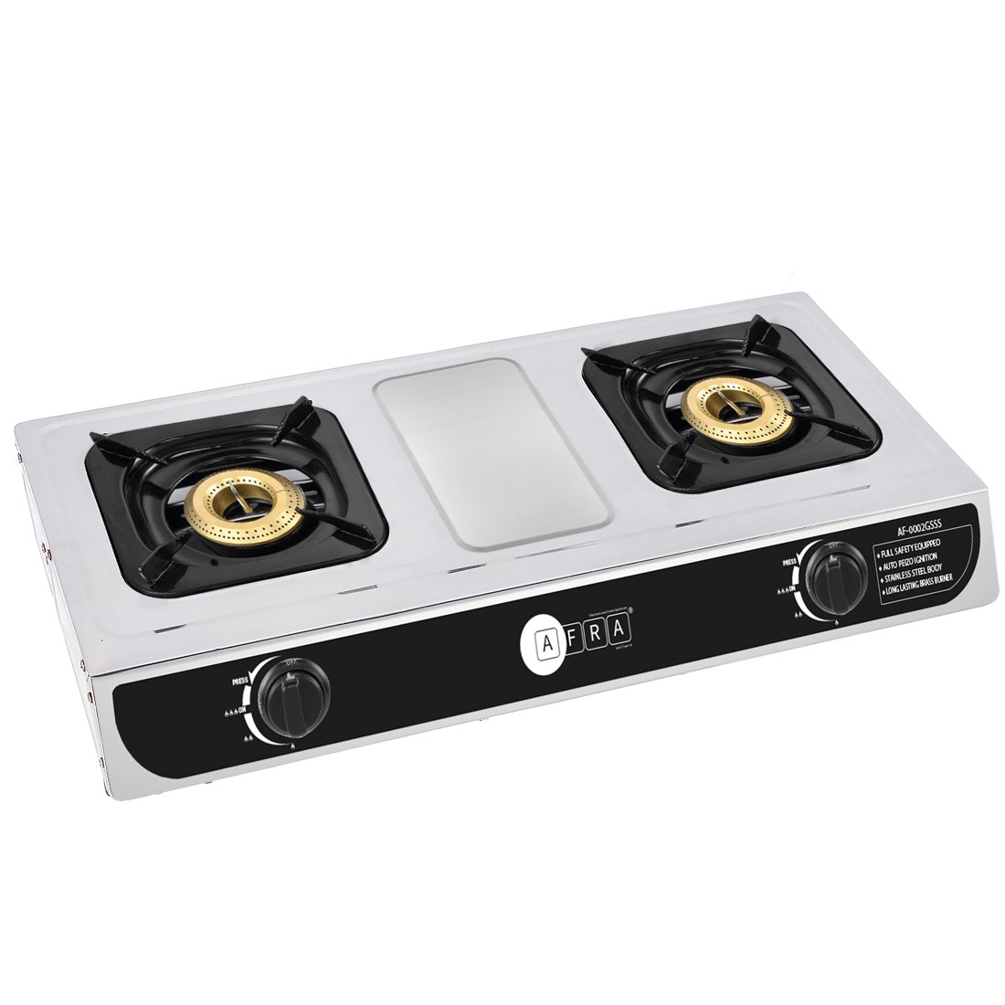 AFRA 2-Burner Gas Stove, Battery Ignition, Stainless Steel, Safety Certified – AF-0002GSSS - Image 4