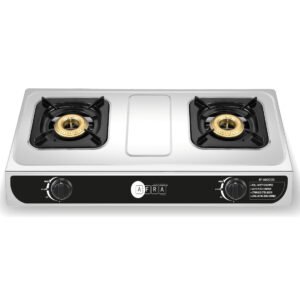 AFRA 2-Burner Gas Stove, Battery Ignition, Stainless Steel, Safety Certified – AF-0002GSSS