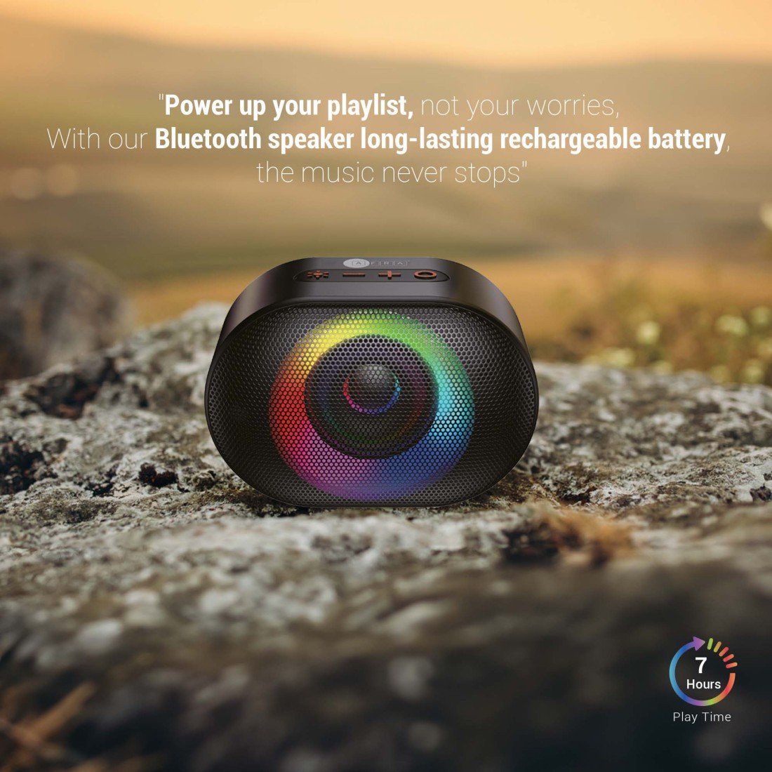 AFRA Bluetooth Speaker | 5W Ultra Bass | RGB Lights | 7H Playtime | Portable Black | AF-0005BSBK - Image 2