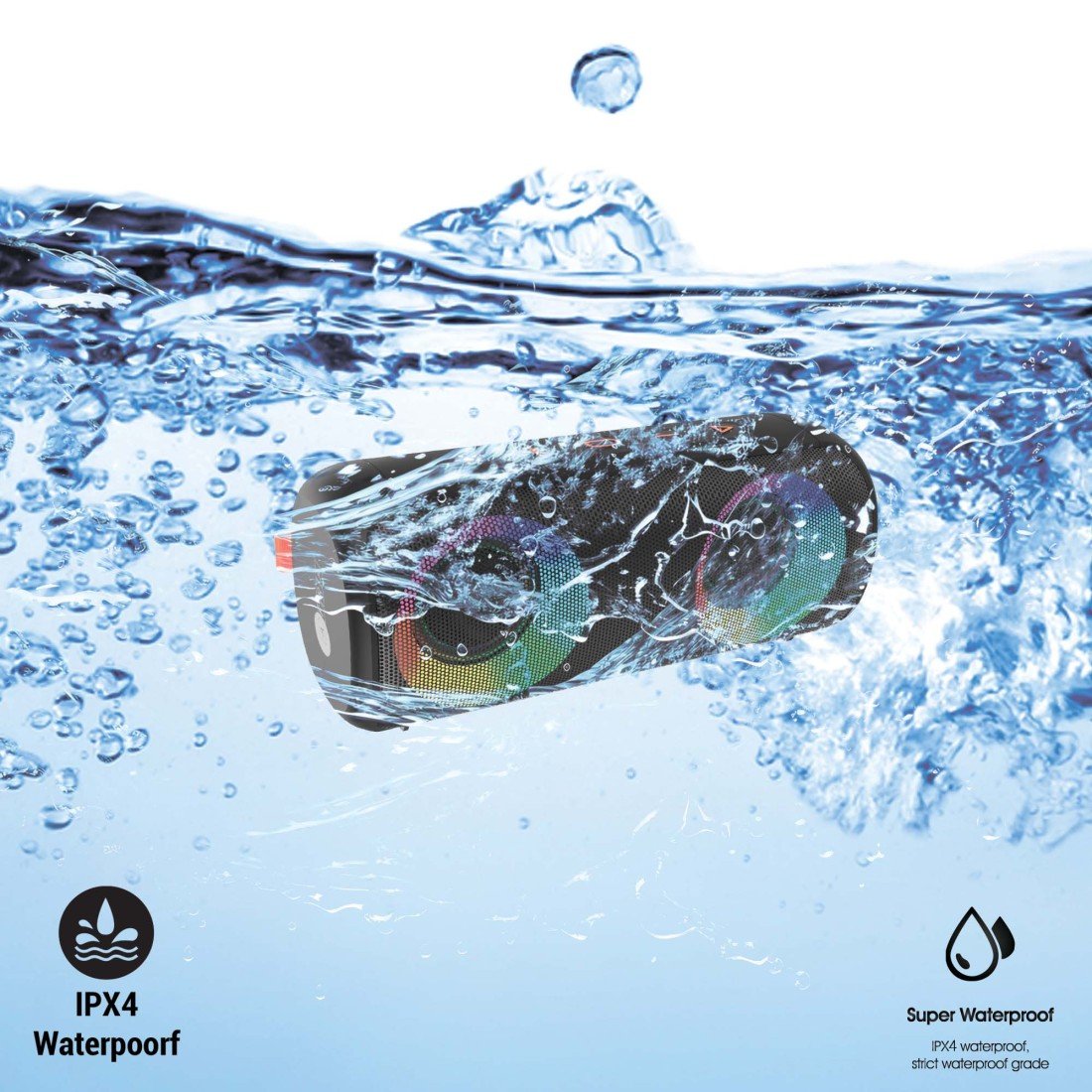 AFRA Bluetooth Speaker | 12W Ultra Bass | RGB Light Show | IPX4 Waterproof | Rechargeable Battery - Image 3