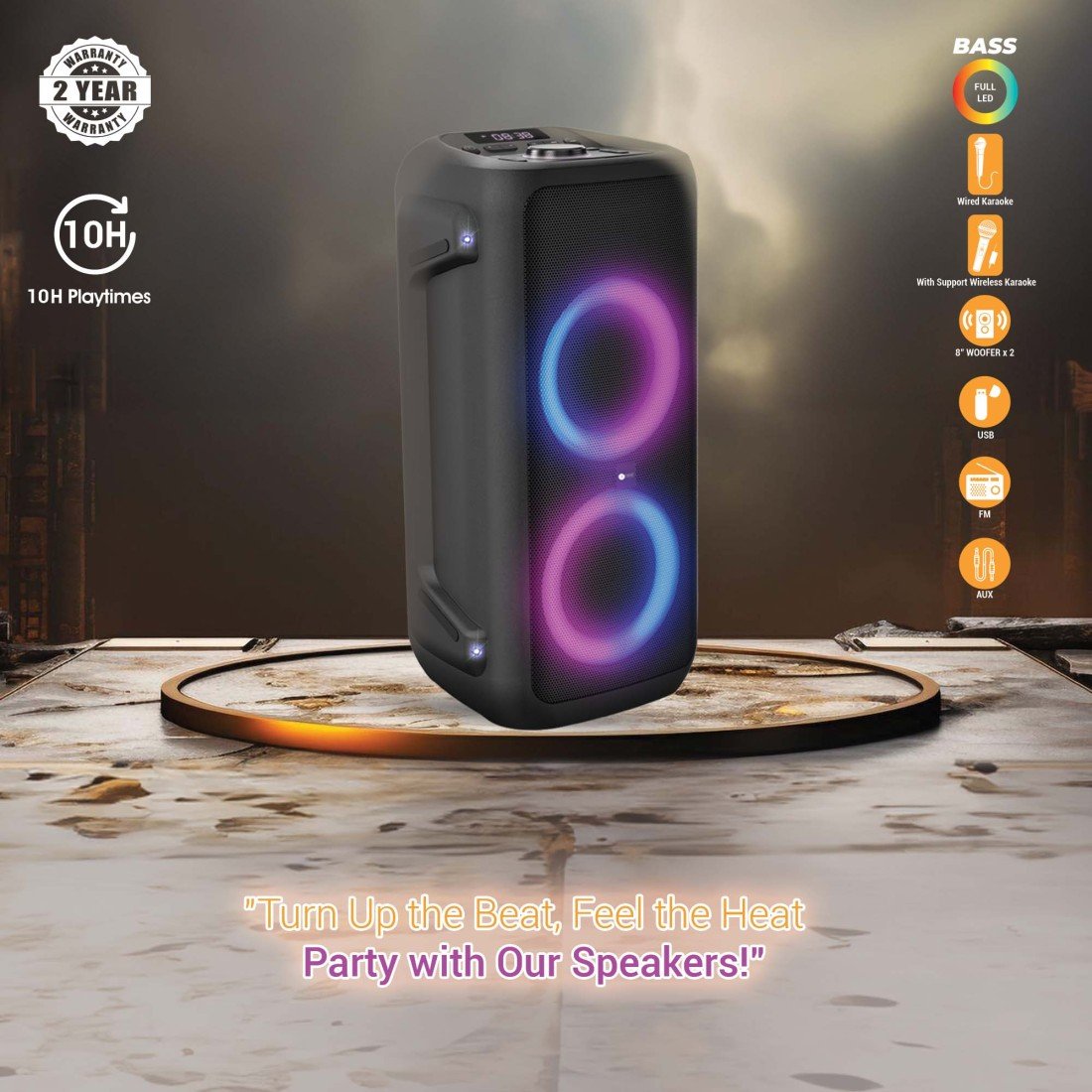 AFRA Party Speaker | 100W | Wheels & Side Handle | Remote Control | AF-100PSBK - Image 4