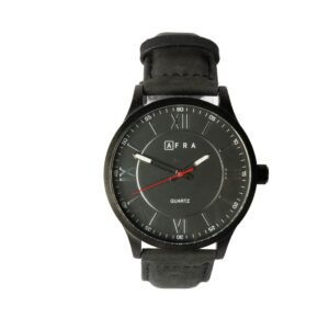 AFRA Retronic Gents Watch | Black Case | Black Dial | Black Leather Strap | Model AF11901