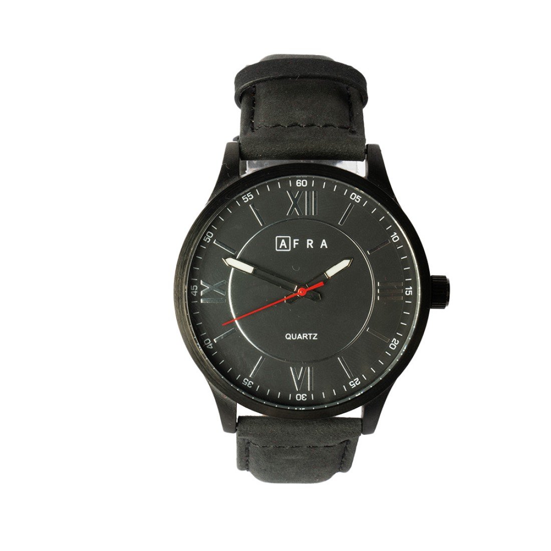 AFRA Retronic Gents Watch | Black Case | Black Dial | Black Leather Strap | Model AF11901