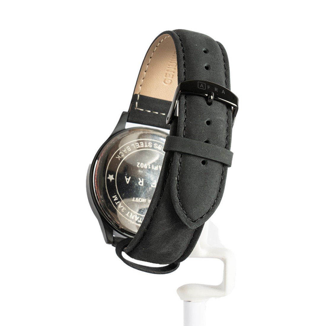AFRA Retronic Gents Watch | Black Case | Black Dial | Black Leather Strap | Model AF11901 - Image 6