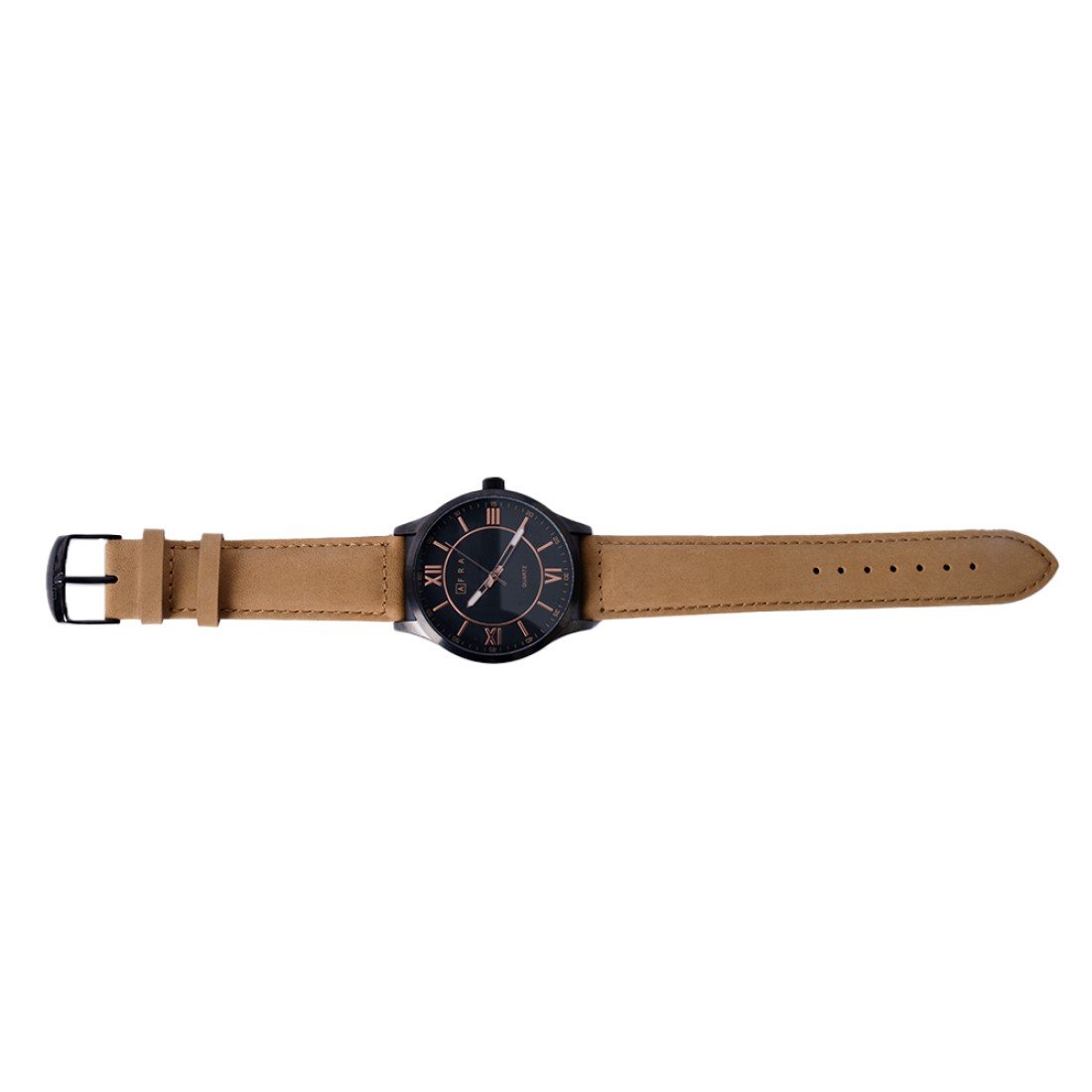 AFRA Retronic Gents Watch | Black Case | Black Dial | Light Brown Leather Strap | AF11902 - Image 4