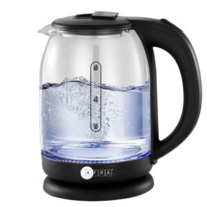 AFRA Electric Glass Kettle 1500W – 1.8L, LED, Auto Cut-Off, Cordless, AF-1820KTGL