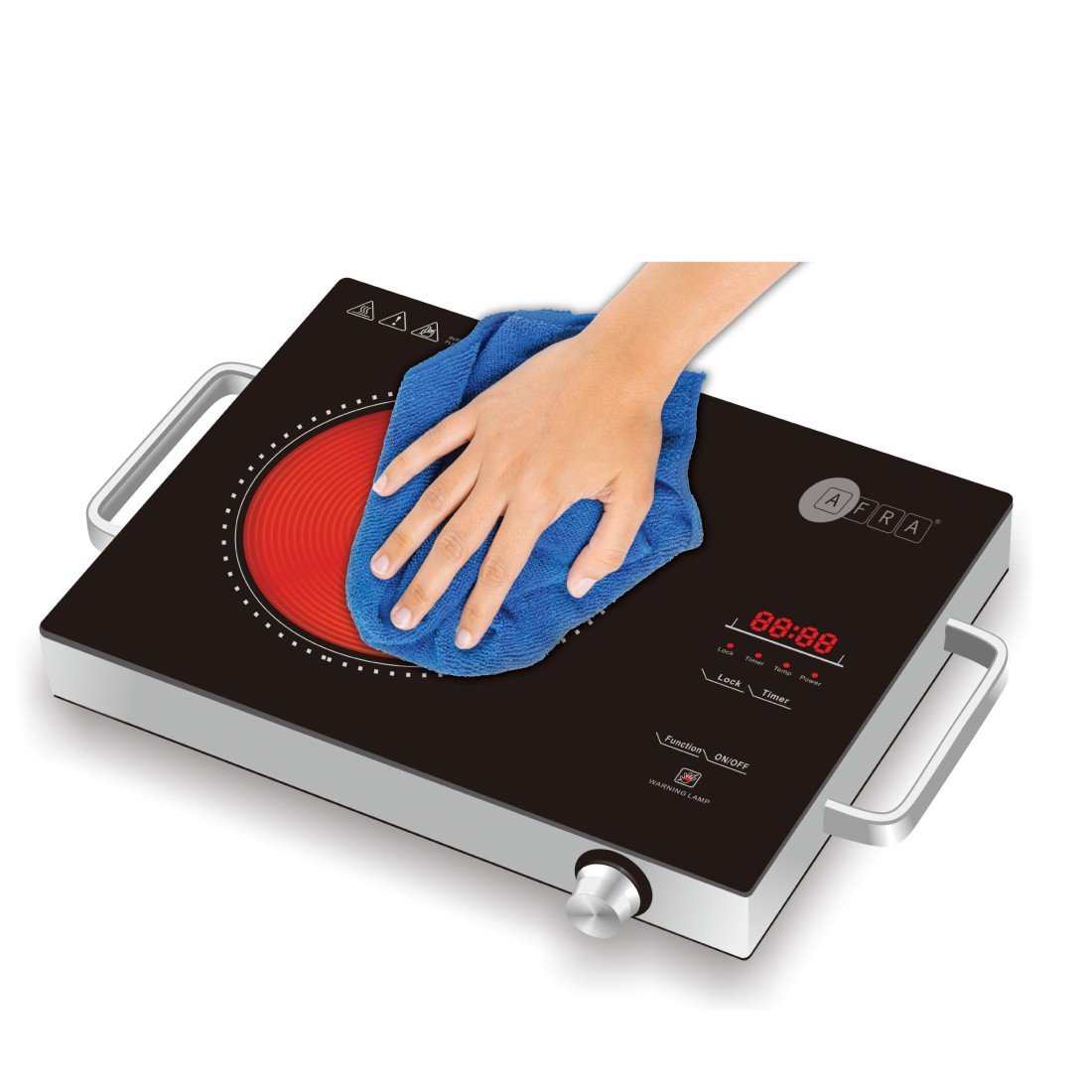 AFRA 2000W Infrared Cooktop – LED Display, Child Lock, Crystal Plate – AF-2000BICBK - Image 2