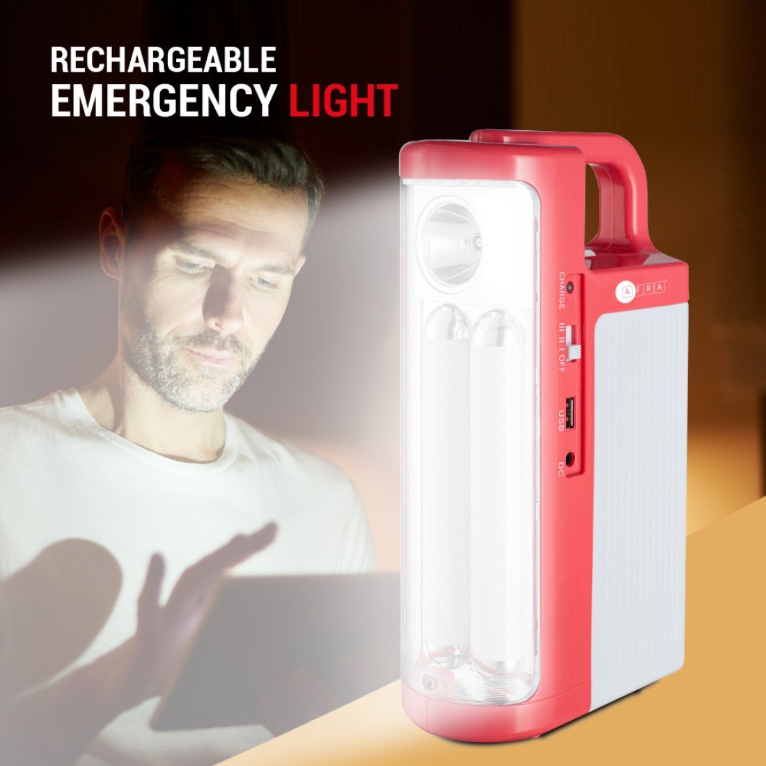 AFRA Emergency LED Light | Rechargeable | Dual Operation | Indoor & Outdoor | AF-3002ELRD - Image 5