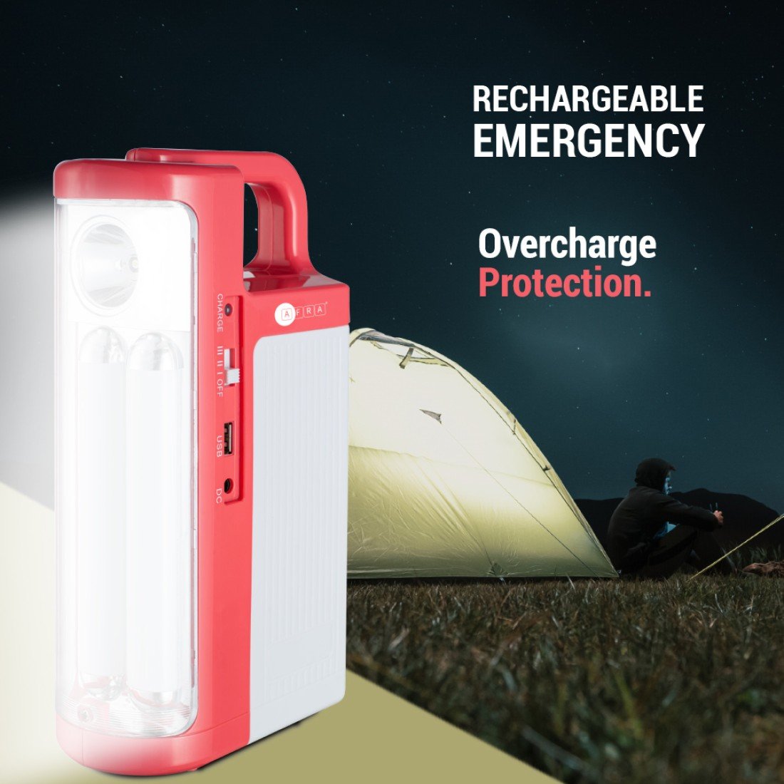 AFRA Emergency LED Light | Rechargeable | Dual Operation | Indoor & Outdoor | AF-3002ELRD - Image 4