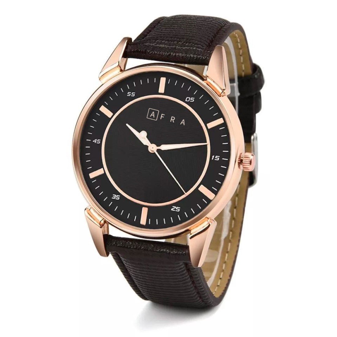 AFRA Conrad Gents Watch | Rose Gold Metal Alloy Case | Leather Strap | 30m Water Resistant | AF10704 - Image 2