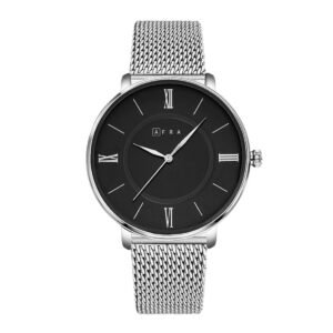 AFRA Ambrose Gents Watch | Silver Case | Black Dial | Silver Mesh Bracelet | Model AF10902