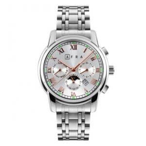 AFRA Moonstone Gents Watch | Silver Case | White Dial | Silver Bracelet | Model AF11201