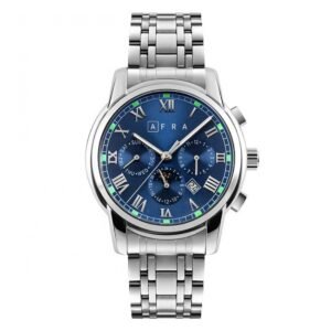 AFRA Moonstone Gents Watch | Silver Case | Blue Dial | Silver Bracelet | Model AF11202