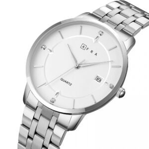 AFRA Ryker Gents Watch | Silver Case | White Dial | Silver Bracelet | Model AF11301