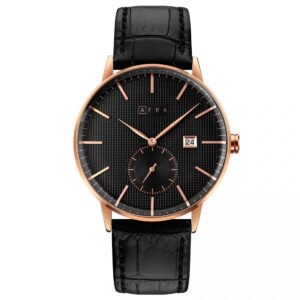 AFRA Radius Gents Watch | Rose Gold Case | Black Dial | Black Leather Strap | AF11502
