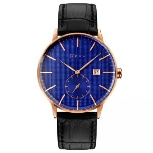 AFRA Radius Gents Watch | Rose Gold Case | Blue Dial | Black Leather Strap | AF11503