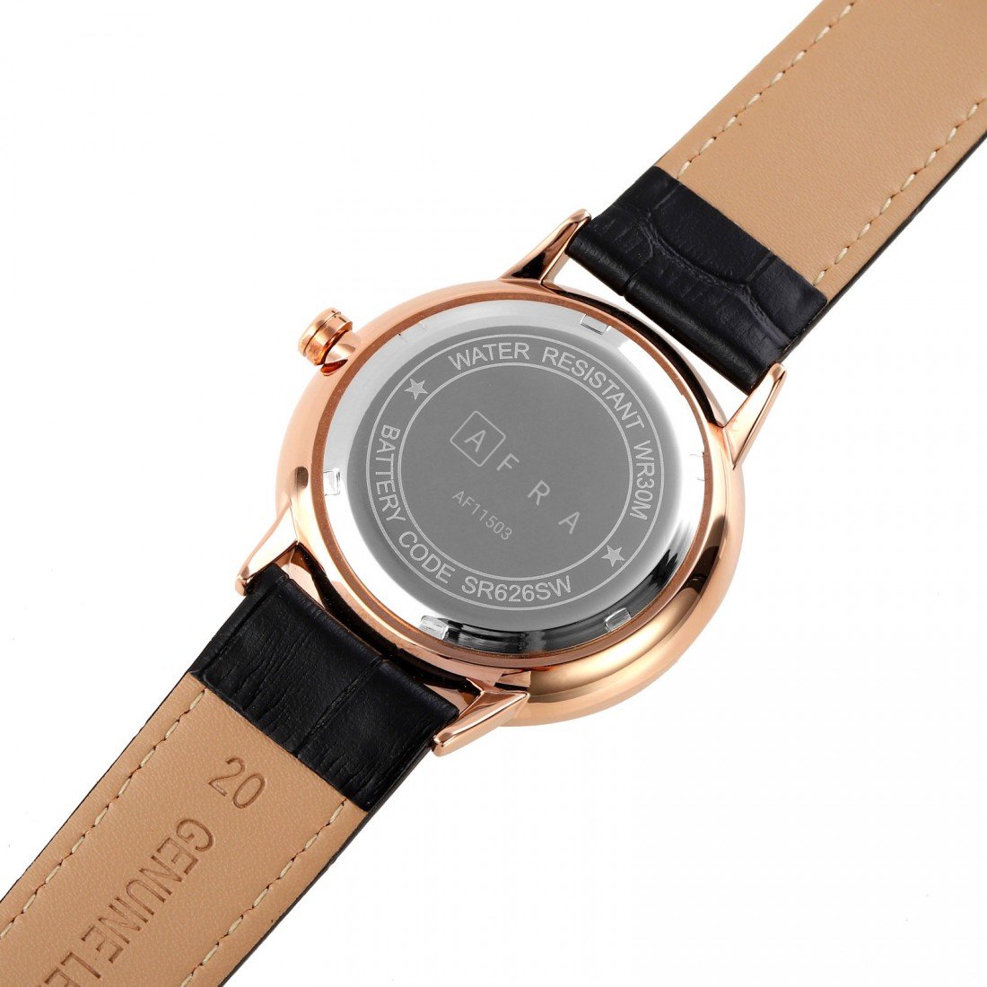 AFRA Radius Gents Watch | Rose Gold Case | Blue Dial | Black Leather Strap | AF11503 - Image 2