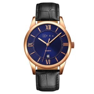 AFRA Oberon Gents Watch | Rose Gold Case | Blue Dial | Black Leather Strap | AF11603