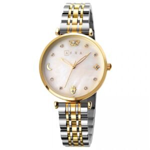 AFRA Luna Ladies Watch | Gold & Silver Case | White MOP Dial | Two-Tone Bracelet | AF20502
