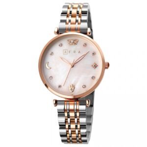 AFRA Luna Ladies Watch | Silver Case | MOP Dial | Silver Bracelet with Latch | Water Resistant 30m