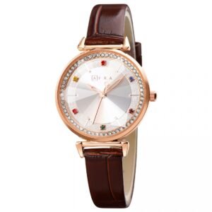 AFRA Gemma Ladies Watch | Rose Gold Case | White Dial | Brown Leather Strap | Classic Style | AF20803