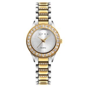 AFRA Shein Ladies Watch | Gold/Silver Case | Silver Dial | Two-Tone Bracelet | Elegant Style | AF21101
