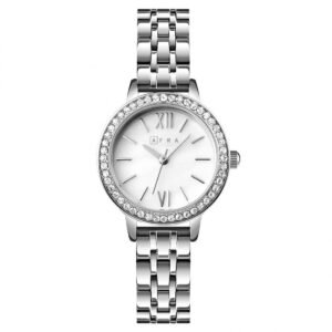 AFRA Ornate Ladies Watch | Silver Case | White Dial | Silver Bracelet | Elegant Classic | AF21303