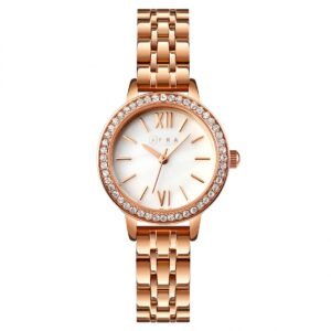 AFRA Ornate Ladies Watch | Rose Gold Case | White Dial | Rose Gold Bracelet | AF21304