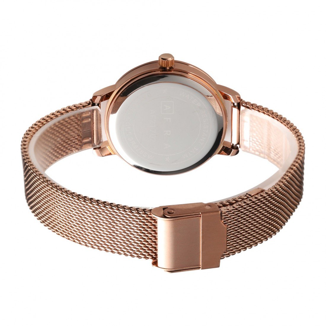 AFRA Pearlescent Ladies Watch | Rose Gold Case | White Dial | Rose Gold Mesh Bracelet | AF21701 - Image 2