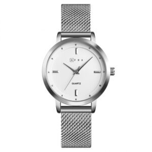 AFRA Avril Ladies Watch | Silver Case | White Dial | Silver Mesh Bracelet | AF21801
