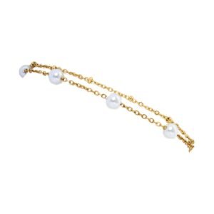 AFRA JEW Pearlet Bracelet | Gold Stainless Steel | Elegant Pearl Charm | Classic Women’s Jewelry | AFJ15004B