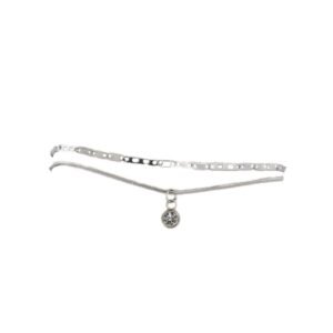 AFRA JEW Trinket Anklet | Silver Stainless Steel | Minimalist Charm Design | AFJ24001A