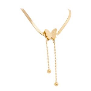 AFRA JEW Jewel Necklace | Gold Stainless Steel | Elegant Sparkle Accent | AFJ40001N