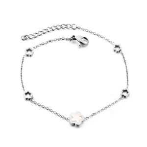 AFRA JEW Clover Bracelet | Silver Stainless Steel | Good Luck Charm | Polished Unisex Design | AFJ29002B