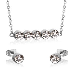 AFRA JEW Jewel Set | Silver Stainless Steel Necklace & Earrings | Timeless Elegant Jewelry | AFJ40008S