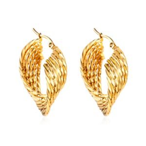 AFRA JEW Palmette Earrings | Gold Stainless Steel | Leaf Charm Design | Elegant Modern Jewelry AFJ80006E