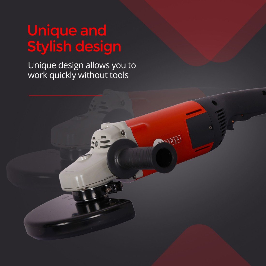 AFRA Angle Grinder - Model AFT-22-230AGRD | 2200W | 230mm Disc | 6600 RPM | Soft Start | Spindle Lock - Image 6