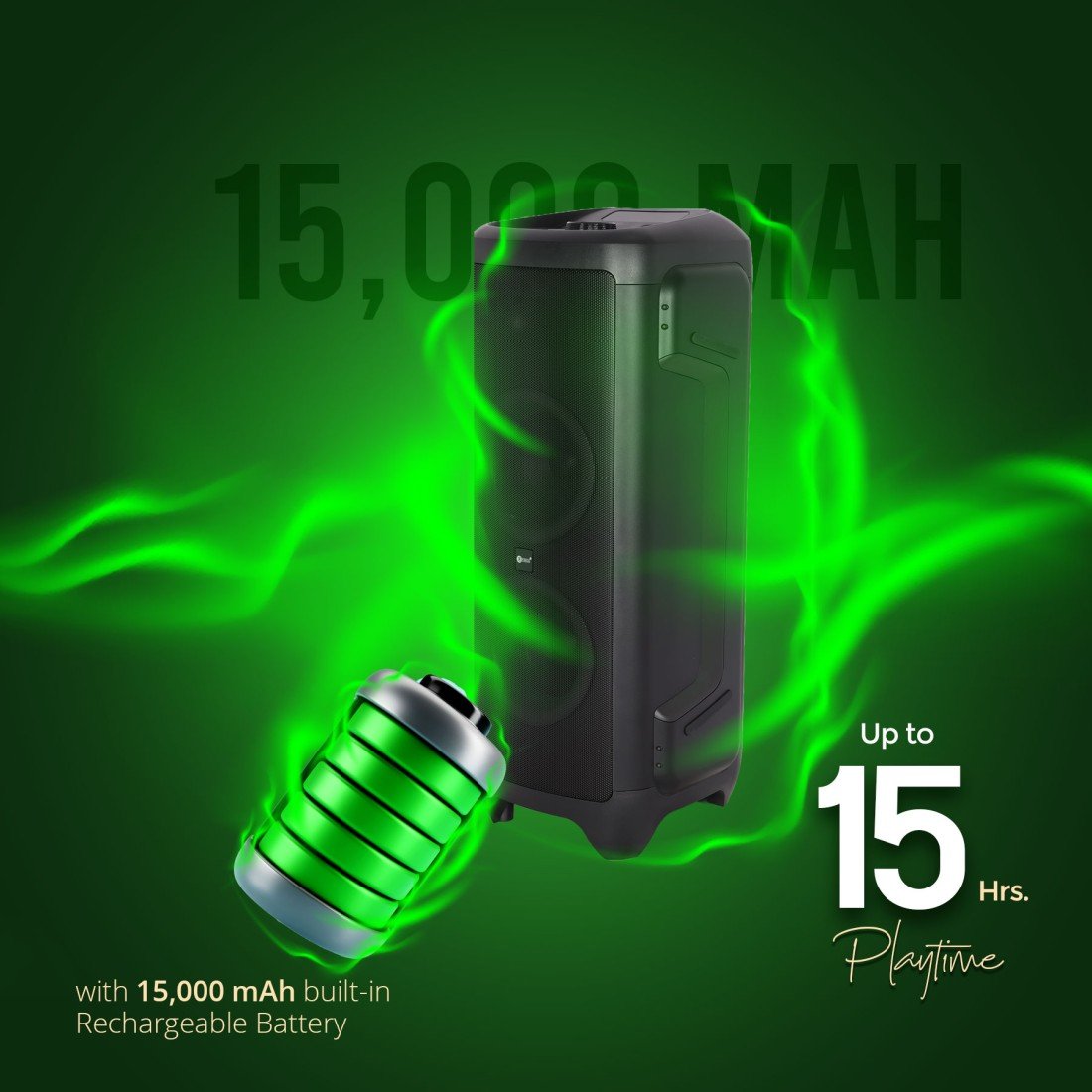 AFRA Party Speaker | 300W Power | Karaoke Mic | FM Radio | 15A Battery | AF-300PSBK - Image 3