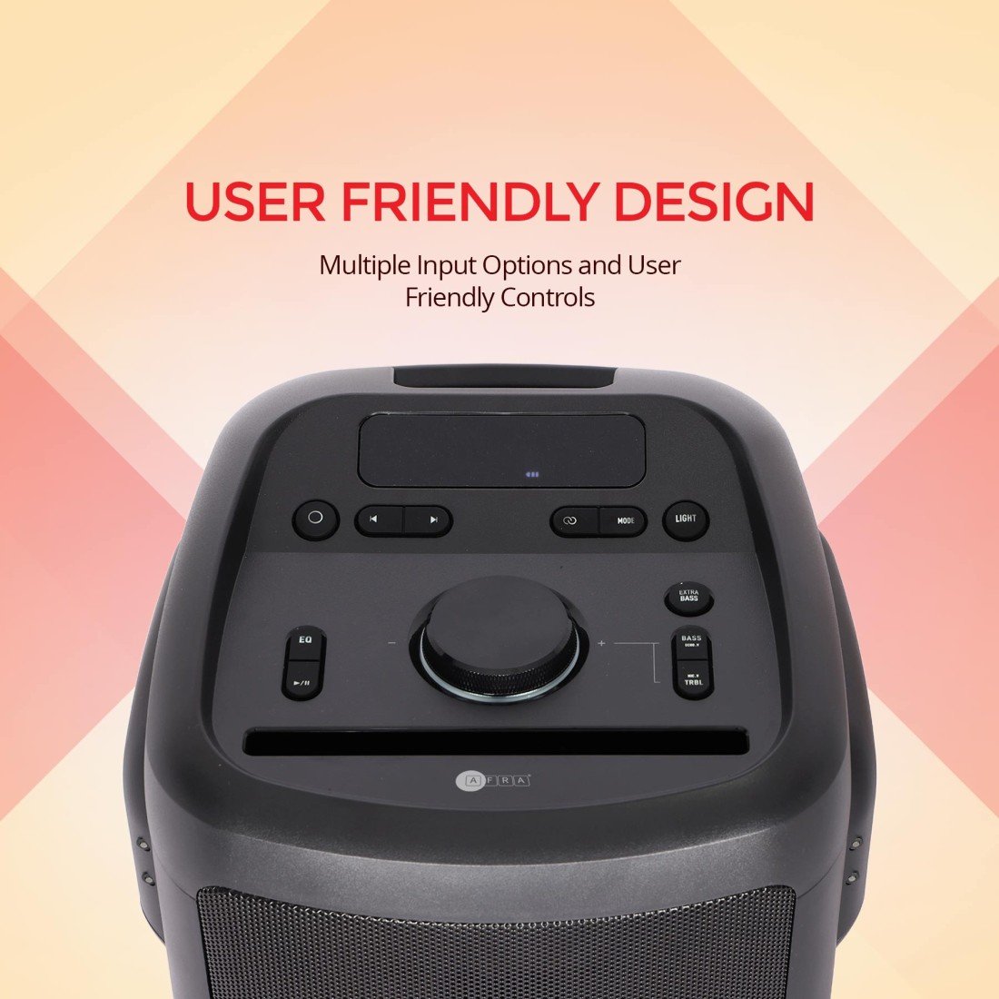 AFRA Party Speaker | 300W Power | Karaoke Mic | FM Radio | 15A Battery | AF-300PSBK - Image 2