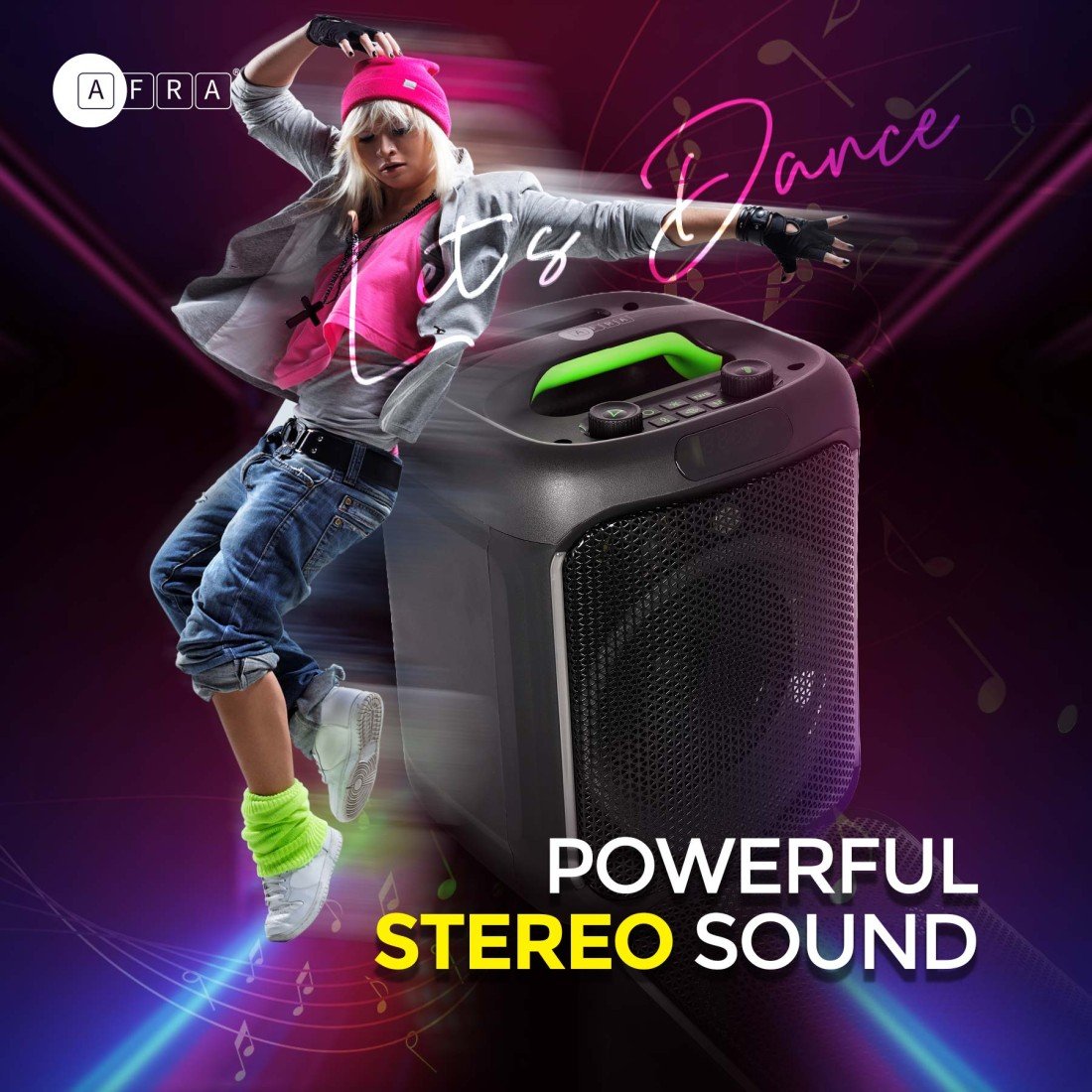 AFRA Bluetooth Speaker | 30W Ultra Bass | RGB Lighting | Rechargeable Battery | AF-0030BSBK - Image 3