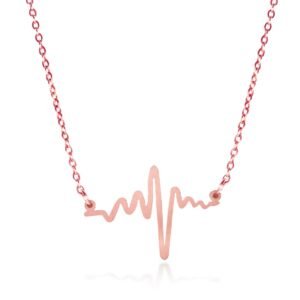 AFRA JEW Heartbeat Necklace | Rose Gold Stainless Steel | Modern Love Pendant | AFJ11001N