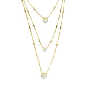 AFRA JEW Jewel Necklace | Gold Stainless Steel | Elegant Sparkle Accent | AFJ40001N