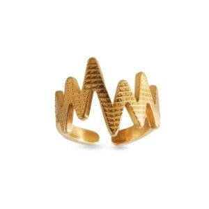 AFRA JEW Heartbeat Ring | Gold Stainless Steel | Pulse Design | Elegant Symbolic Jewelry AFJ11004R