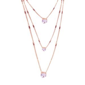 AFRA JEW Jewel Necklace | Rose Gold Stainless Steel | Elegant Sparkling Pendant | AFJ40002N