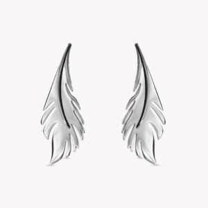 AFRA JEW Palmette Earrings | Silver Stainless Steel | Leaf-Inspired Design | AFJ15005E