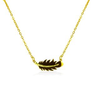 AFRA JEW Palmette Necklace | Gold Stainless Steel | Leaf Motif Pendant | AFJ80002N