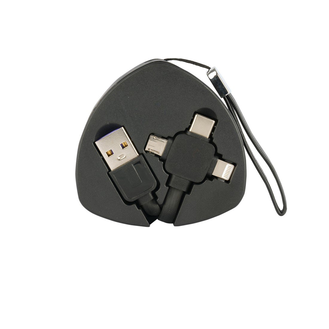 AFRA Retractable USB Charging Cable AF-0012MTPE – 1.5A, 3-in-1, Micro USB, Type-C & iPhone, 1.2m